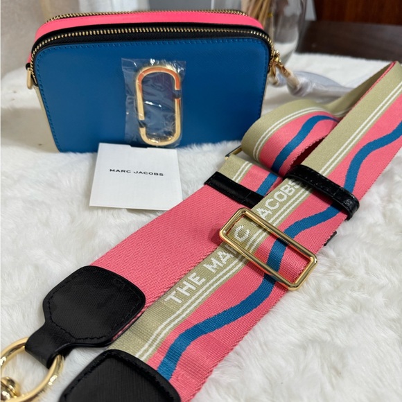 NWT Marc Jacobs Saffiano Small Snapshot Camera Bag Blue Malibu Multi - Picture 6 of 11